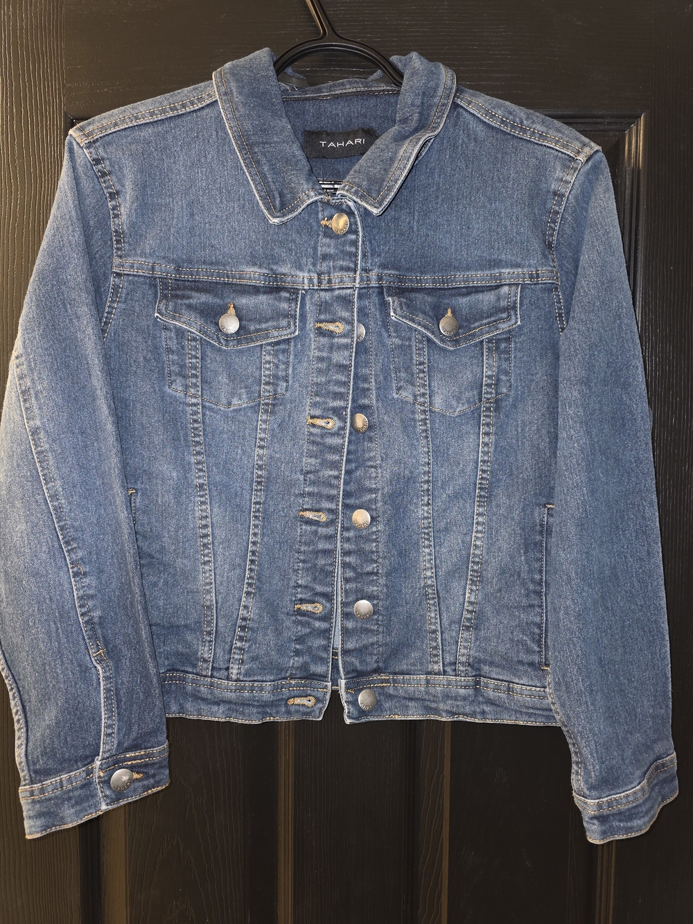Tahari Medium Blue Denim Jacket with Button Front